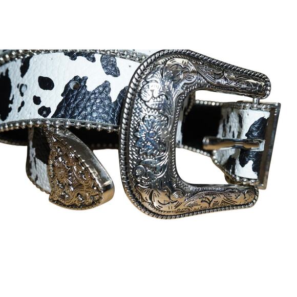Women’s Western Cowhide Belt Silver Buckle Size M/L (41”) - Picture 3 of 5